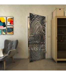 Ganzglastür - Fineprint Model 074 Schwarz auf Klarglas