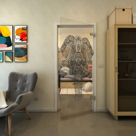 Ganzglastür - Fineprint Model 078 Schwarz auf Klarglas