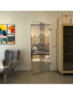 Ganzglastür - Fineprint Model 081 Schwarz auf Klarglas