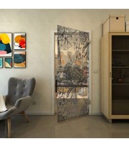 Ganzglastür - Fineprint Model 083 Schwarz auf Klarglas