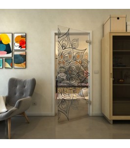 Ganzglastür - Fineprint Model 088 Schwarz auf Klarglas