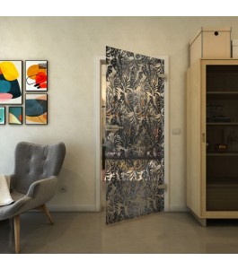 Ganzglastür - Fineprint Model 091 Schwarz auf Klarglas