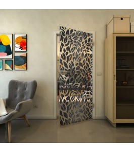 Ganzglastür - Fineprint Model 093 Schwarz auf Klarglas