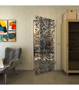 Ganzglastür - Fineprint Model 094 Schwarz auf Klarglas