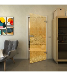 Ganzglastür - Fineprint Model 193 Gold auf Klarglas