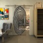 Glasschiebetür PIPE-LINE - Fineprint Modell 109 Schwarz auf Klarglas Glasschiebetür PIPE-LINE - Fineprint Modell 109 Schwarz auf Klarglas