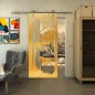 Glasschiebetür PIPE-LINE - Fineprint Modell 110 Gold auf Klarglas Glasschiebetür PIPE-LINE - Fineprint Modell 110 Gold auf Klarglas