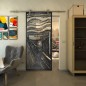 Glasschiebetür PIPE-LINE - Fineprint Modell 133 Schwarz auf Klarglas Glasschiebetür PIPE-LINE - Fineprint Modell 133 Schwarz auf Klarglas