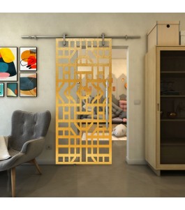 Glasschiebetür PIPE-LINE - Fineprint Model 152 Gold auf Klarglas