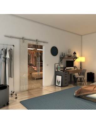 Glasschiebetür PIPE-LINE - Fineprint Model 079 Gold auf Klarglas