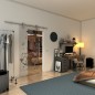 Glasschiebetür PIPE-LINE - Fineprint Modell 113 Schwarz auf Klarglas Glasschiebetür PIPE-LINE - Fineprint Modell 113 Schwarz auf Klarglas