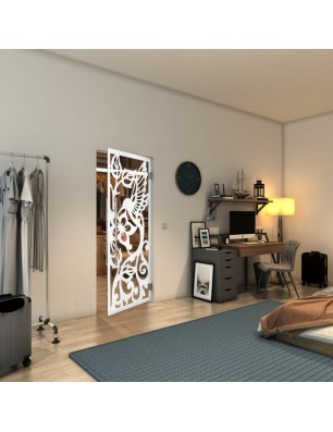 Pendeltür - Fineprint Model 112 Weiss auf Klarglas