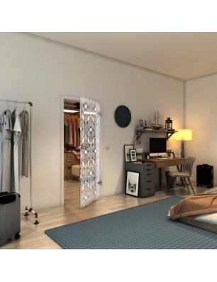 Ganzglastür - Fineprint Model 005 Weiss auf Klarglas