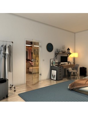 Ganzglastür - Fineprint Model 007 Gold auf Klarglas