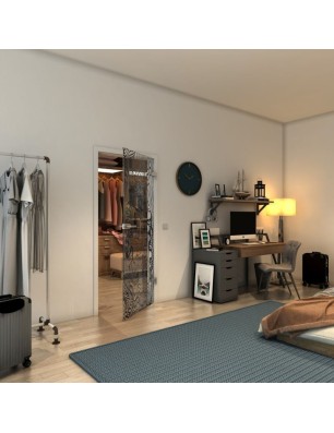 Ganzglastür - Fineprint Model 056 Schwarz auf Klarglas