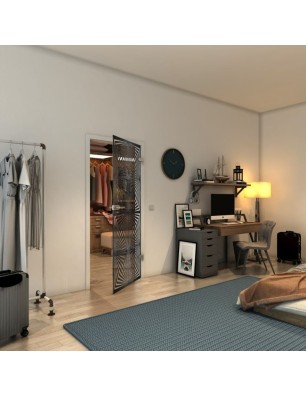 Ganzglastür - Fineprint Model 069 Schwarz auf Klarglas