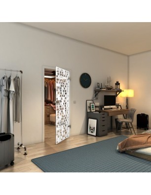 Ganzglastür - Fineprint Model 190 Weiss auf Klarglas