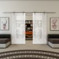Glasschiebetür PIPE-LINE - Fineprint Modell 050 Weiss auf Klarglas Glasschiebetür PIPE-LINE - Fineprint Modell 050 Weiss auf Klarglas