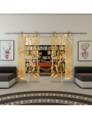 Glasschiebetür PIPE-LINE - Fineprint Model 099 Gold auf Klarglas