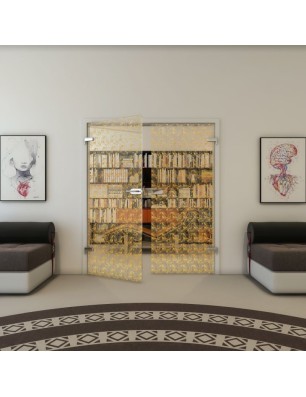 Ganzglastür - Fineprint Model 003 Gold auf Klarglas