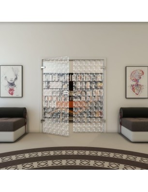 Ganzglastür - Fineprint Model 003 Weiss auf Klarglas