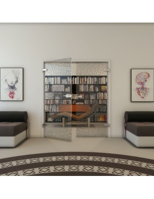 Ganzglastür - Fineprint Model 006 Schwarz auf Klarglas