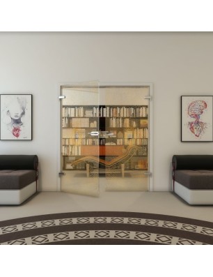 Ganzglastür - Fineprint Model 007 Gold auf Klarglas