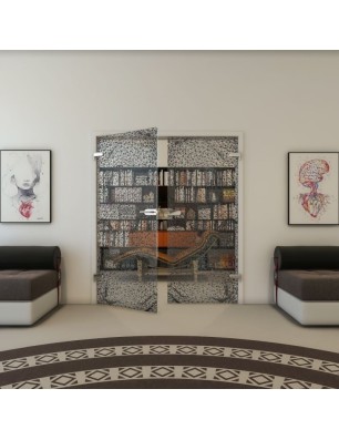 Ganzglastür - Fineprint Model 008 Schwarz auf Klarglas