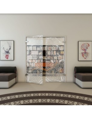 Ganzglastür - Fineprint Model 008 Weiss auf Klarglas