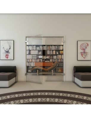 Ganzglastür - Fineprint Model 009 Schwarz auf Klarglas