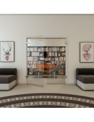 Ganzglastür - Fineprint Model 013 Weiss auf Klarglas