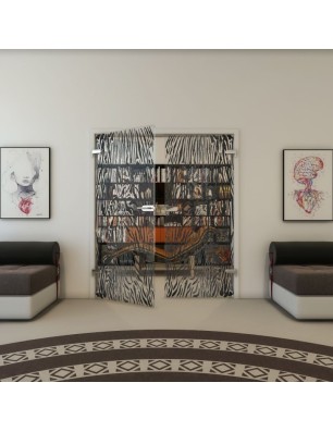 Ganzglastür - Fineprint Model 017 Schwarz auf Klarglas