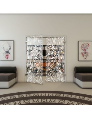 Ganzglastür - Fineprint Model 017 Weiss auf Klarglas