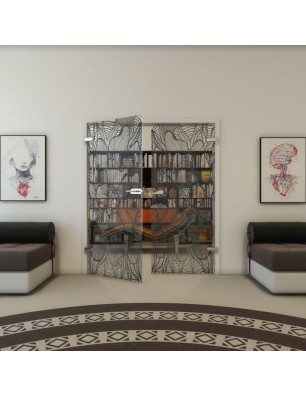 Ganzglastür - Fineprint Model 020 Schwarz auf Klarglas