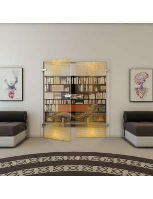 Ganzglastür - Fineprint Model 024 Gold auf Klarglas