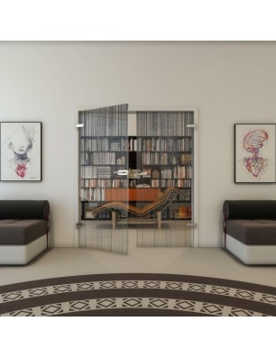 Ganzglastür - Fineprint Model 052 Schwarz auf Klarglas