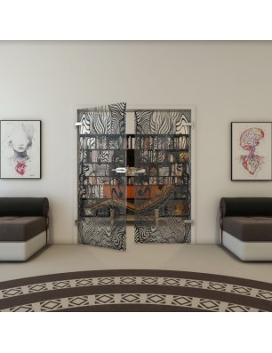 Ganzglastür - Fineprint Model 056 Schwarz auf Klarglas