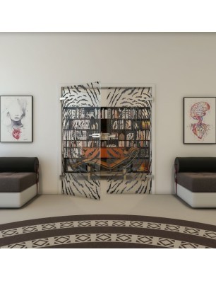 Ganzglastür - Fineprint Model 057 Schwarz auf Klarglas