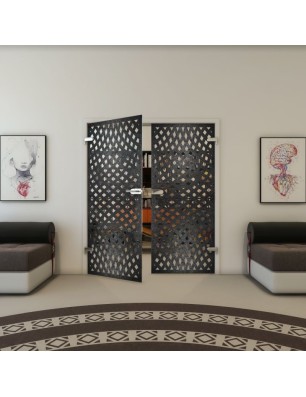 Ganzglastür - Fineprint Model 068 Schwarz auf Klarglas