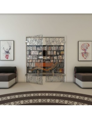 Ganzglastür - Fineprint Model 077 Schwarz auf Klarglas