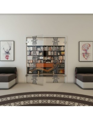 Ganzglastür - Fineprint Model 081 Schwarz auf Klarglas