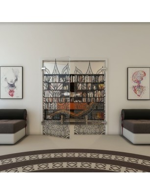 Ganzglastür - Fineprint Model 089 Schwarz auf Klarglas