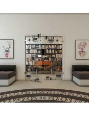 Ganzglastür - Fineprint Model 092 Schwarz auf Klarglas