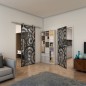 Glasschiebetür PIPE-LINE - Fineprint Modell 191 Schwarz auf Klarglas Glasschiebetür PIPE-LINE - Fineprint Modell 191 Schwarz auf Klarglas