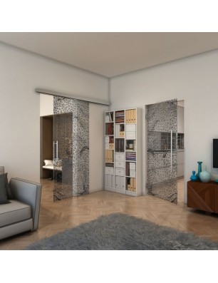 Pendeltür - Fineprint Model 008 Schwarz auf Klarglas