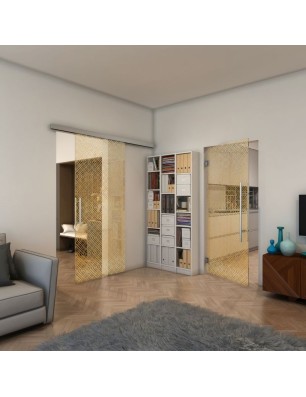 Pendeltür - Fineprint Model 018 Gold auf Klarglas
