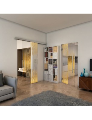 Pendeltür - Fineprint Model 059 Gold auf Klarglas