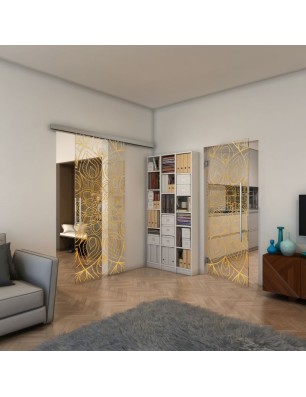 Pendeltür - Fineprint Model 087 Gold auf Klarglas