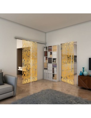Pendeltür - Fineprint Model 091 Gold auf Klarglas