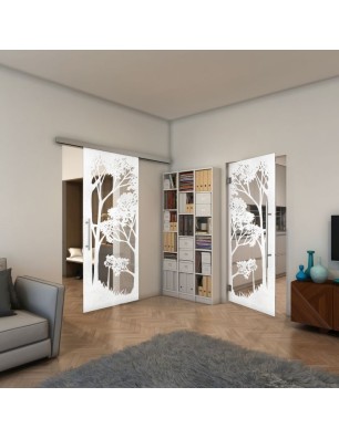 Pendeltür - Fineprint Model 110 Weiss auf Klarglas